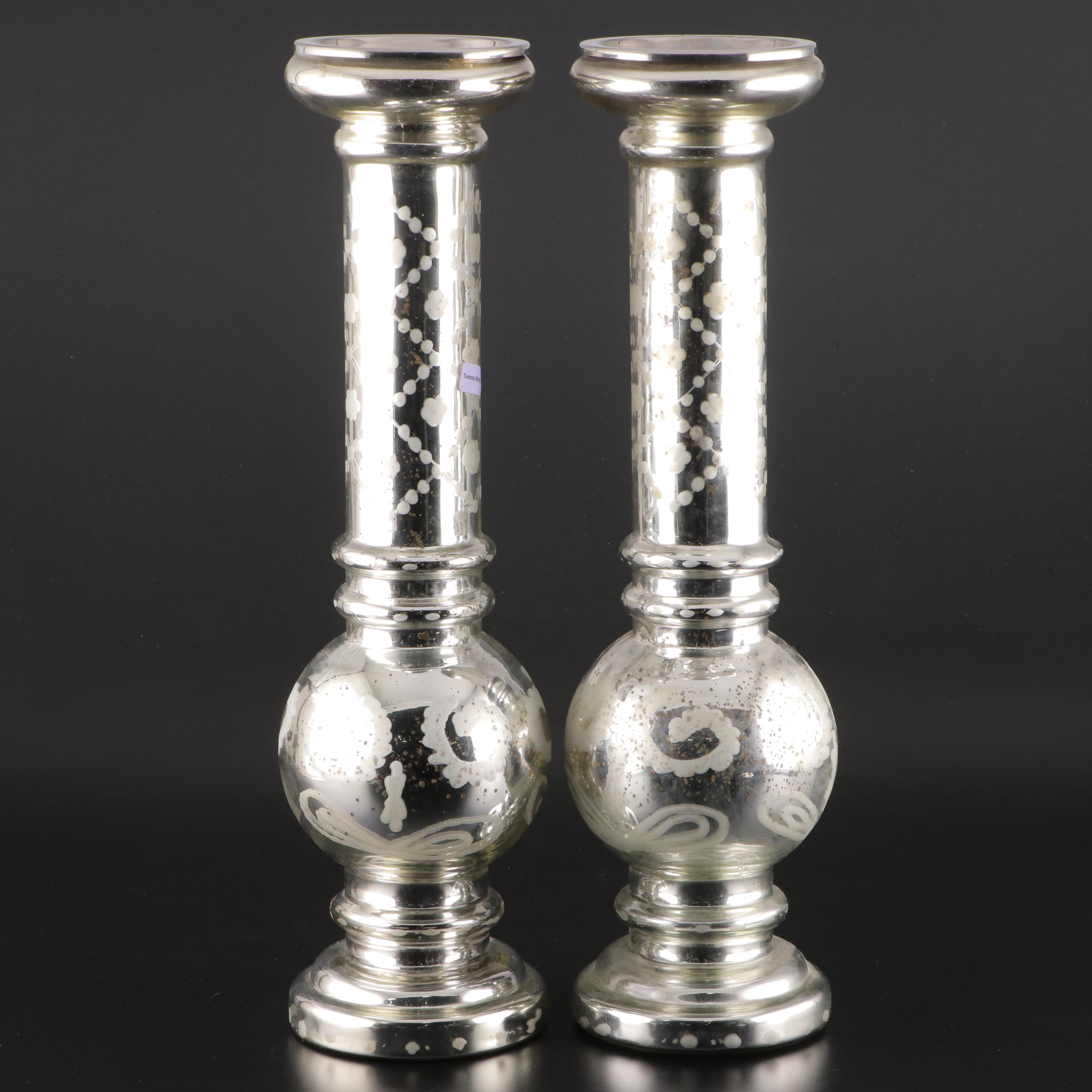 Czech and Other Mercury Glass Taper Candle Holders EBTH