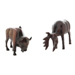 Imago Sculpture of a Bison after Stephen Herrero and Resin Figure of a Moose