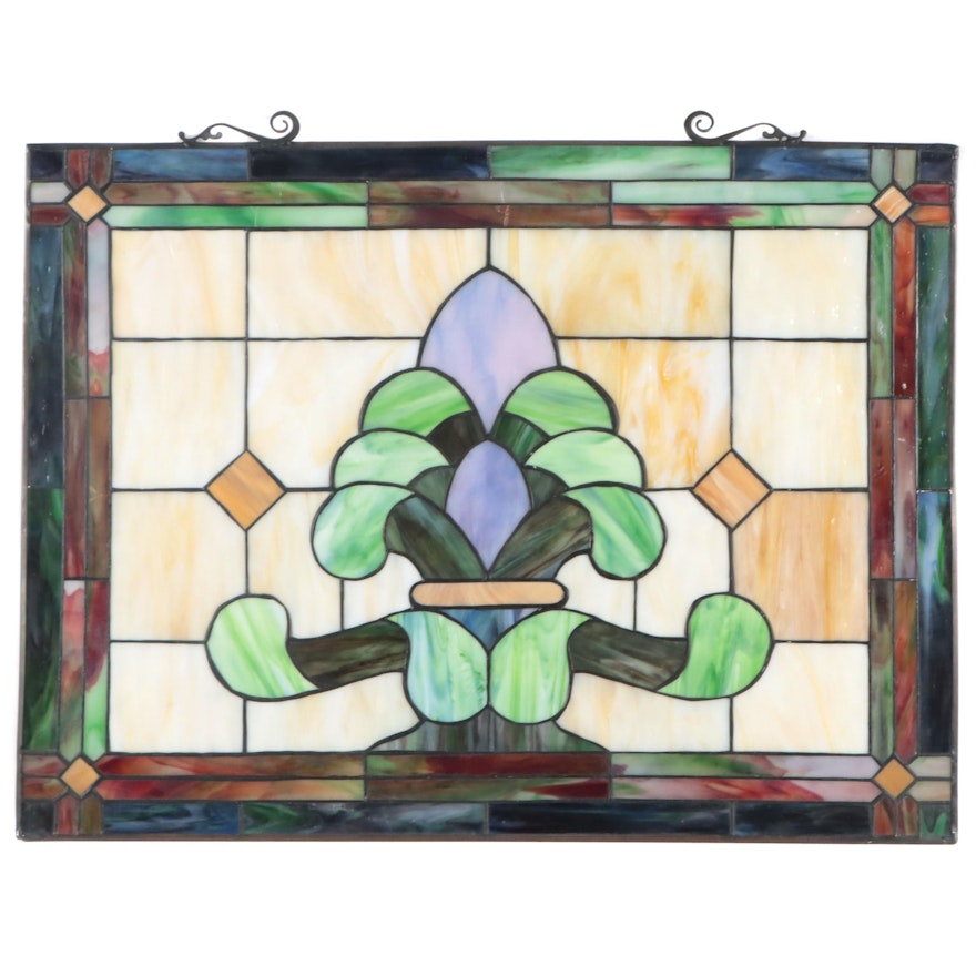 Arts and Crafts Slag Glass Window Panel