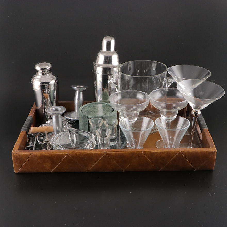 Martini Glasses, Cocktail Shakers, Cheese Tray, and More Barware and Accessories