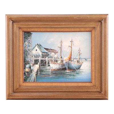 Oil Painting of Harbor Scene