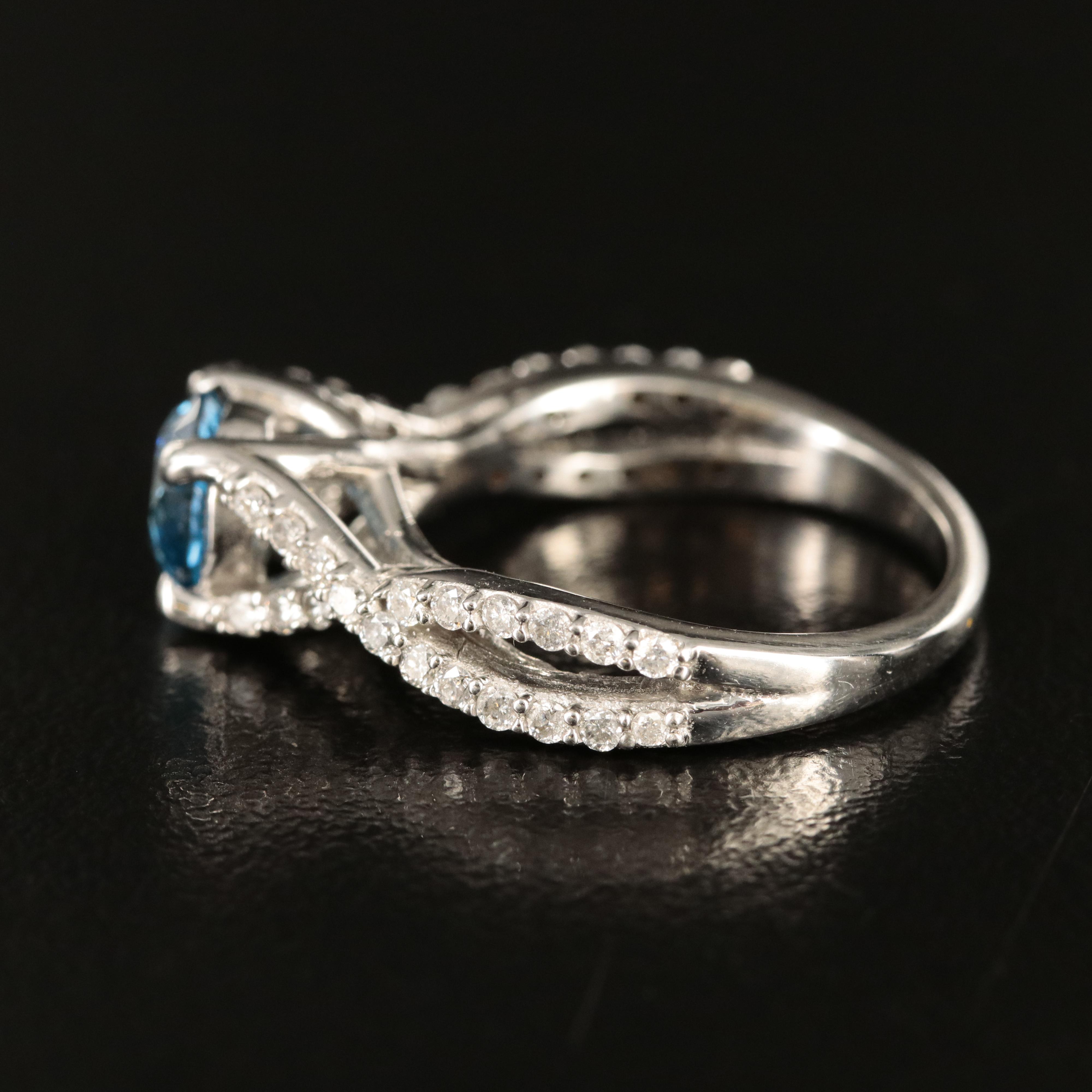 14K 1.52 CTW Diamond Ring with Fancy Intense Blue Center