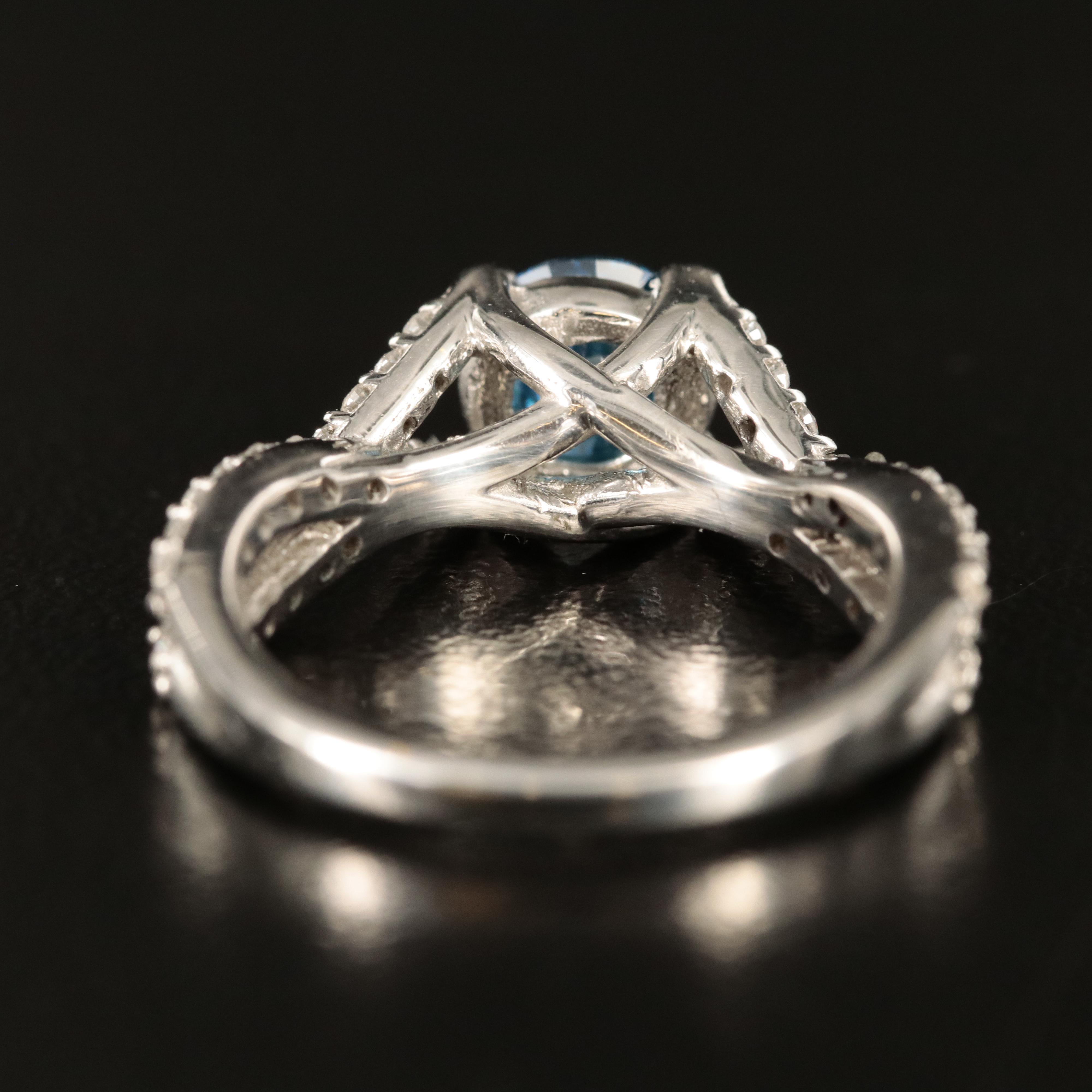 14K 1.52 CTW Diamond Ring with Fancy Intense Blue Center