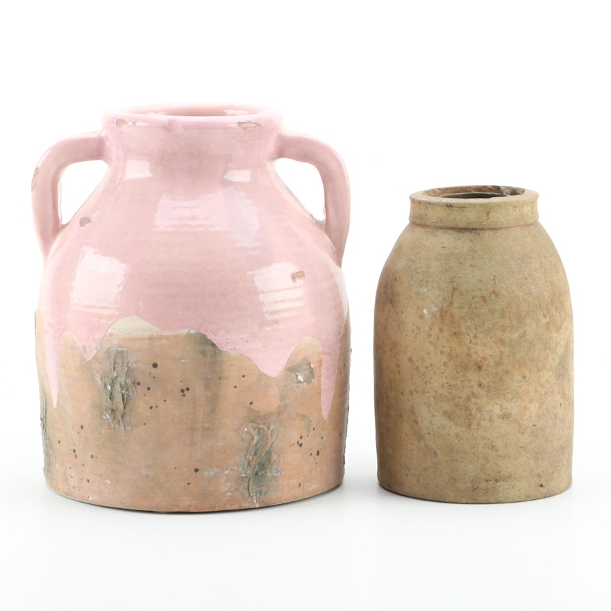 Ballard Designs Mayme Vase Collection Stoneware Jug With Other Stoneware Crock