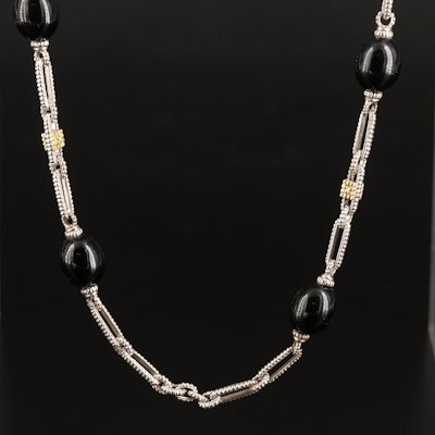 Judith Jack Sterling Black Onyx Necklace with 18K Accents