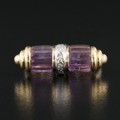 14K Amethyst and Diamond East-West Ring