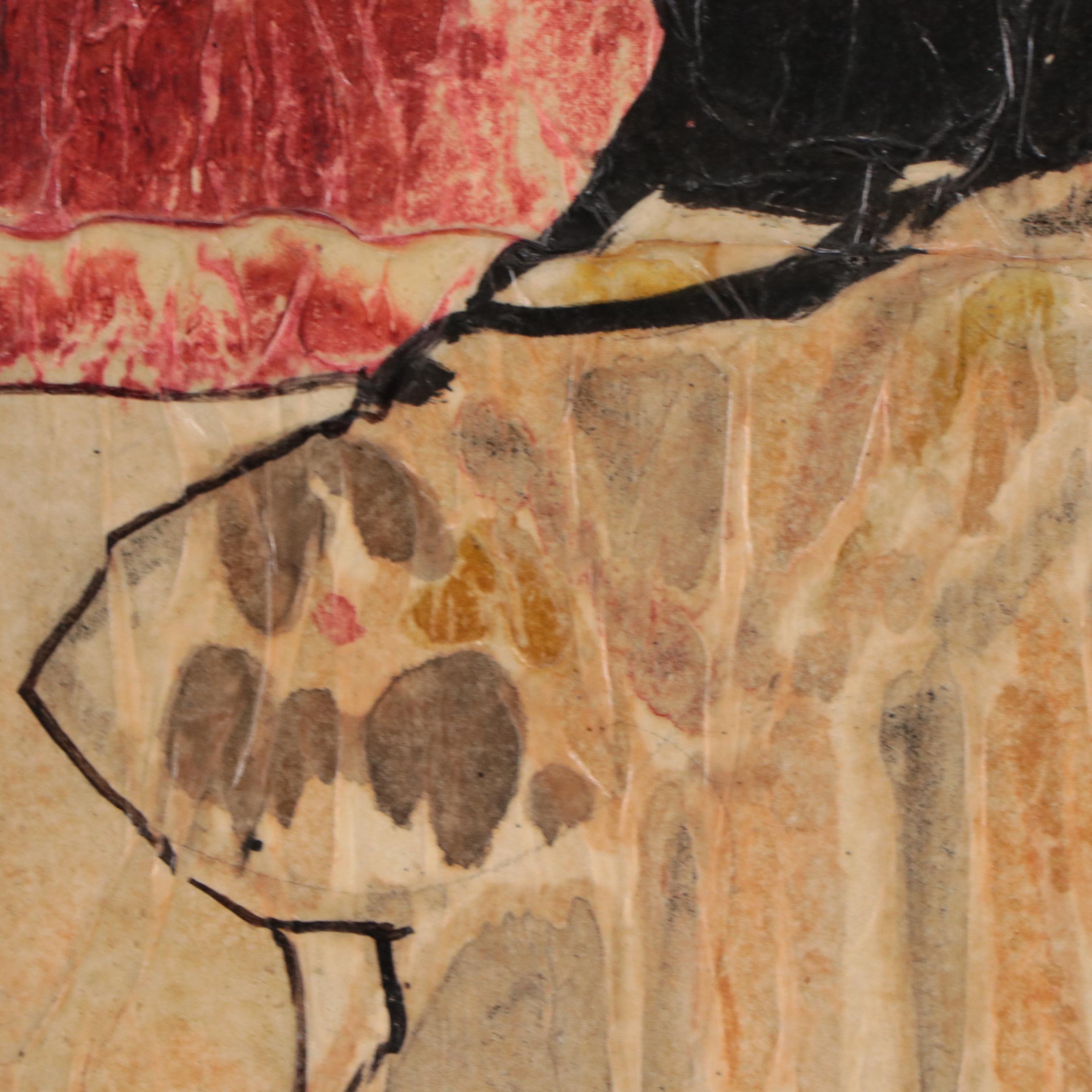 Yves Leduc Mixed Media Painting of Figure, Circa 1970 EBTH