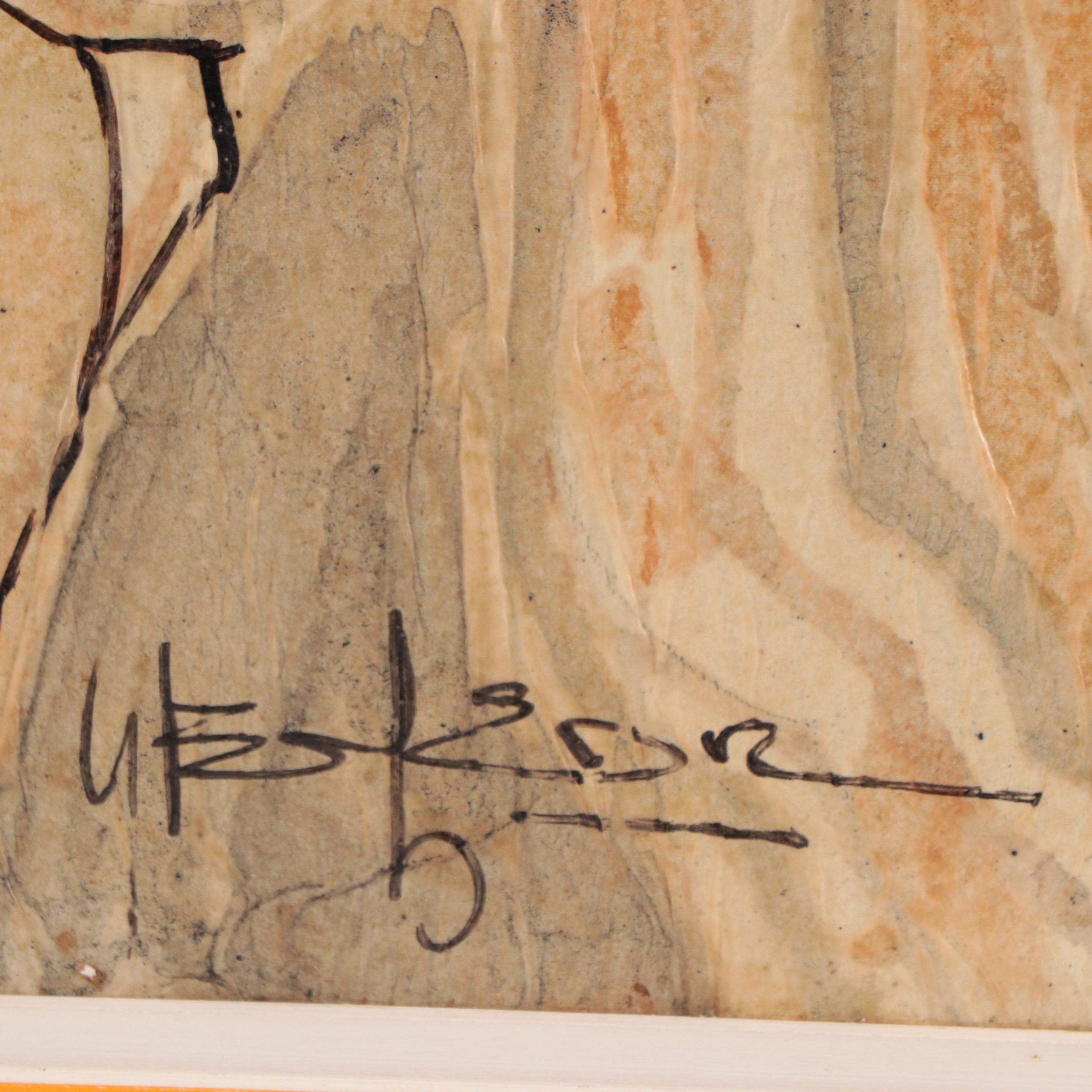 Yves Leduc Mixed Media Painting of Figure, Circa 1970 EBTH