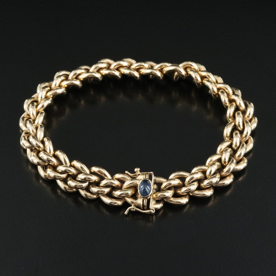 Italian 14K Sapphire Fancy Link Bracelet