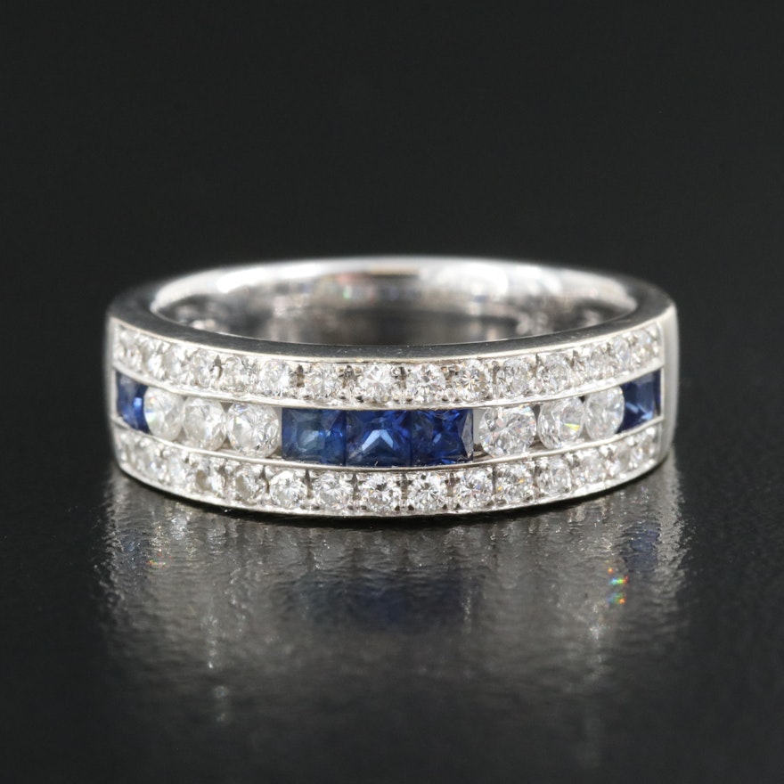 18K 0.50 CTW Diamond and Sapphire Ring