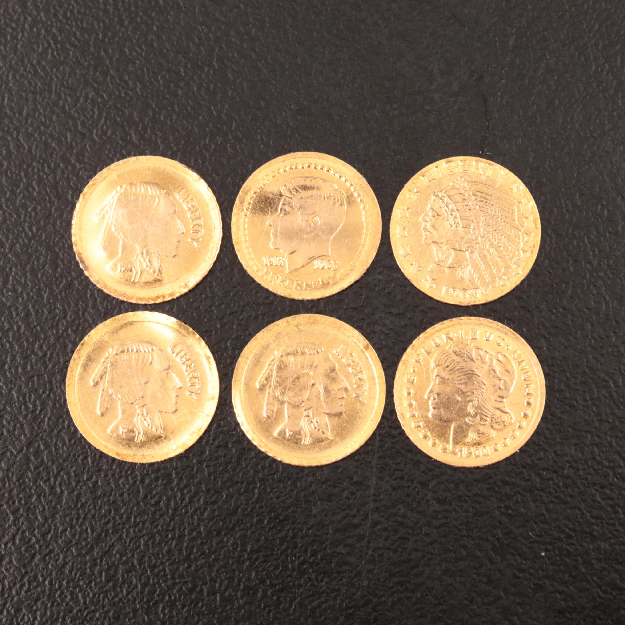 Six Tiny GoldPlated Replica Coins EBTH