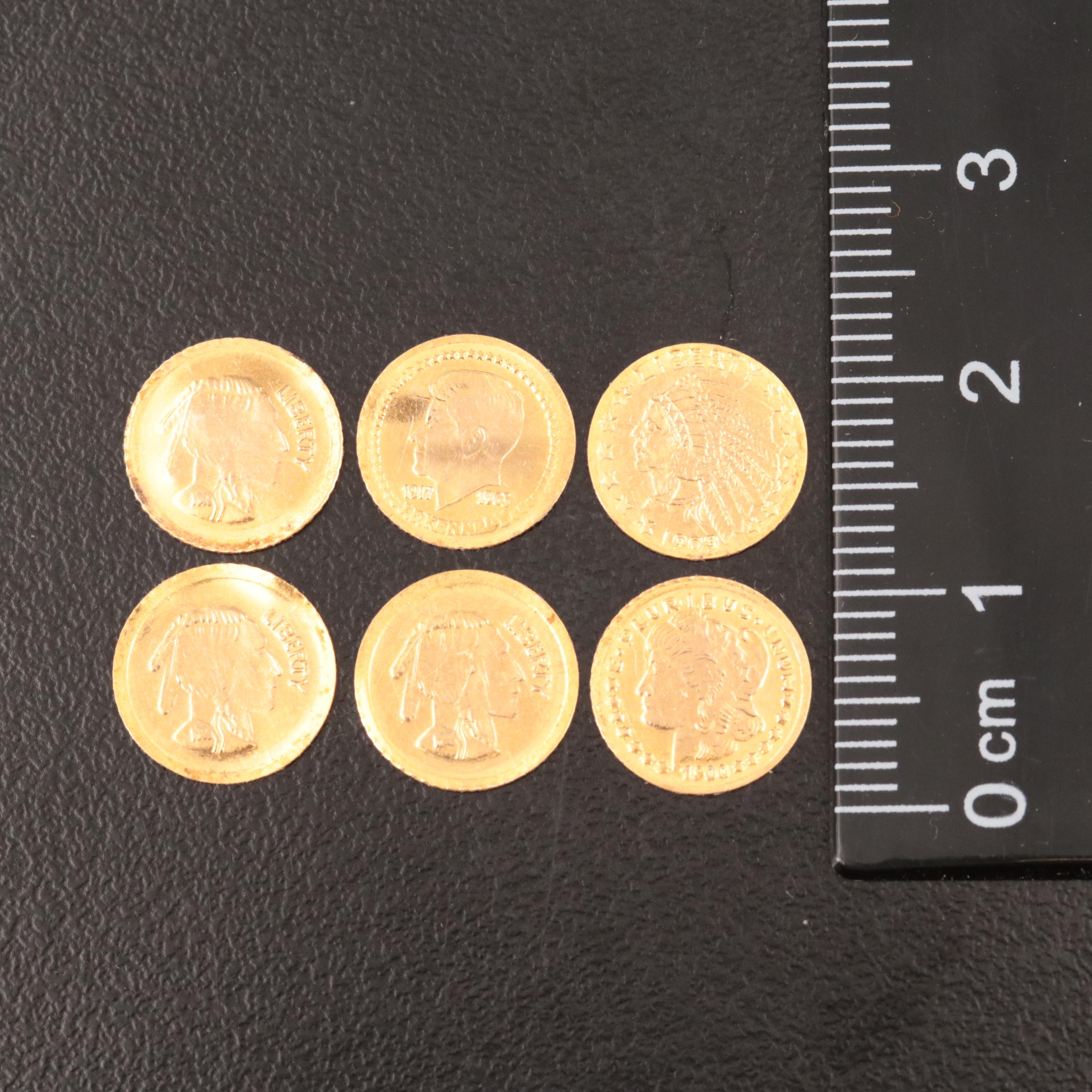 Six Tiny GoldPlated Replica Coins EBTH