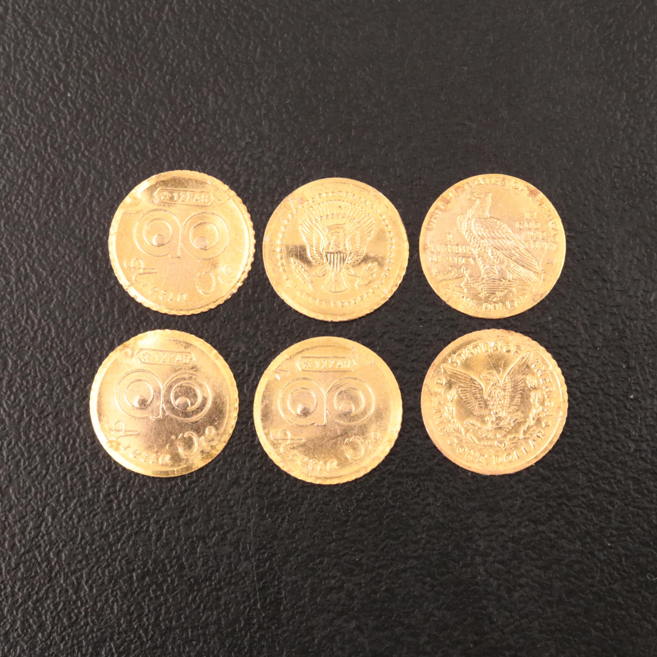 Six Tiny GoldPlated Replica Coins EBTH