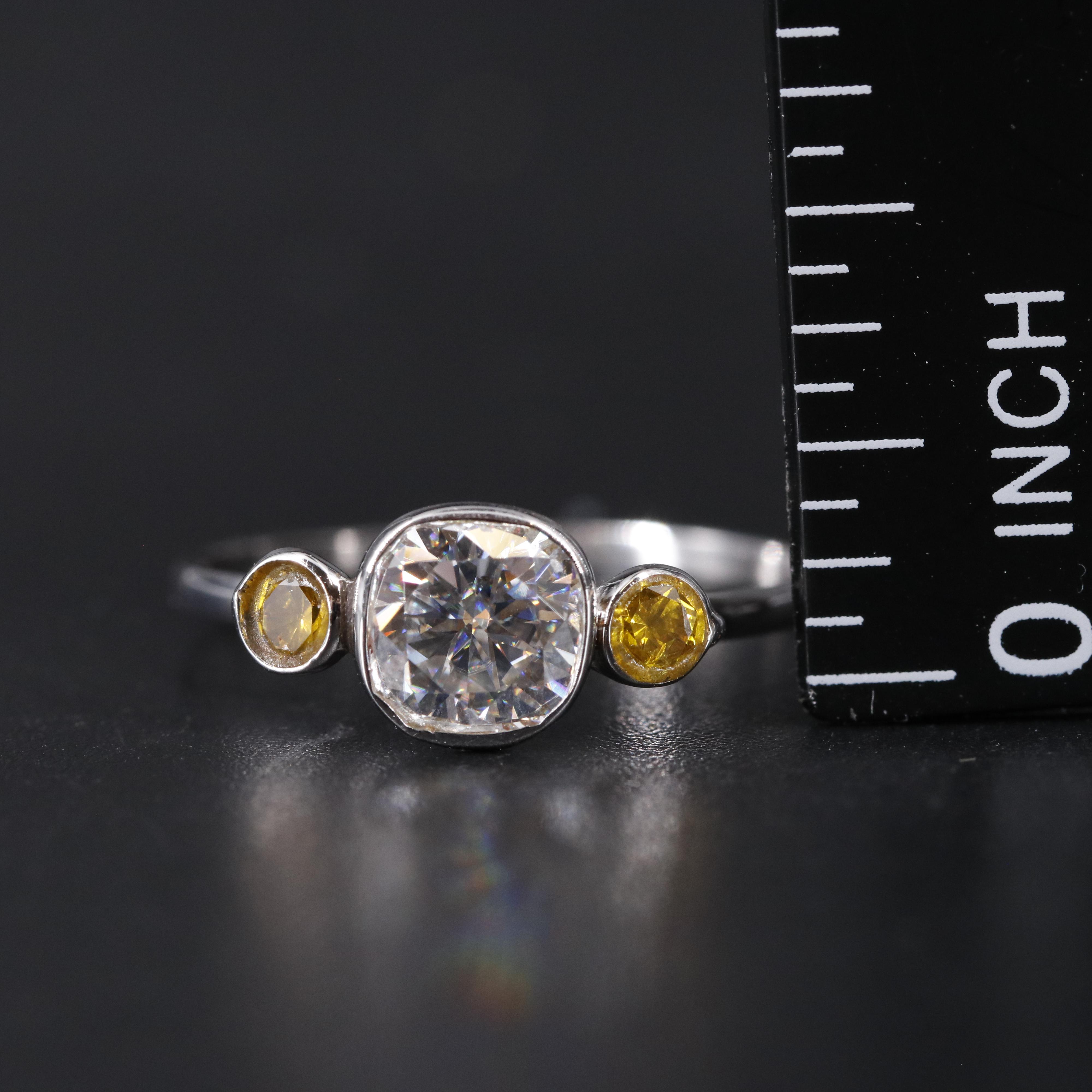 14K Moissanite and Lab Grown Yellow Diamond Ring EBTH