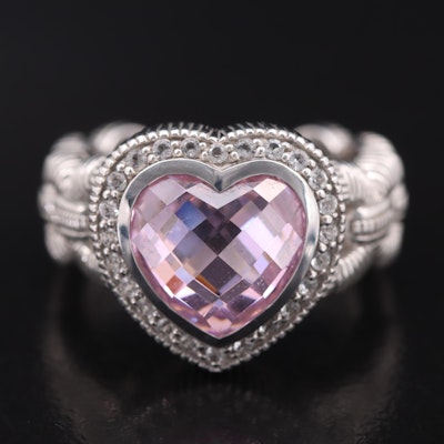 Judith Ripka Sterling Cubic Zirconia and Topaz Heart Ring