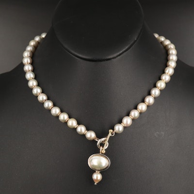 Michael Dawkins Sterling and 14K Pearl Necklace