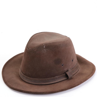 Minnetonka Fedora Hat in Brown Suede