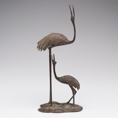Copper Alloy Sculpture of Cranes