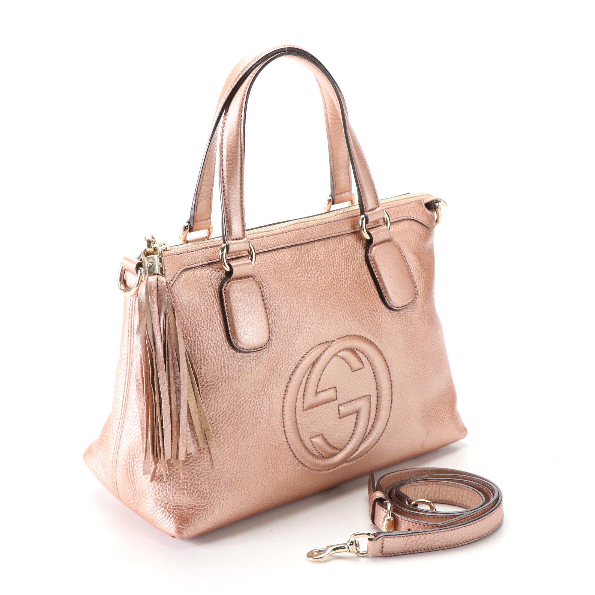 Gucci Japan Exclusive Soho Tote in Metallic Finish Leather with Tassel