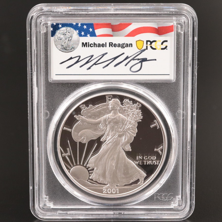 PCGS Graded PR69DCAM Michael Reagan 2001-W American Silver Eagle Proof Coin