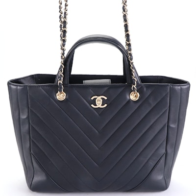 Chanel Statement Shopping Tote in Chevron Quilted Leather