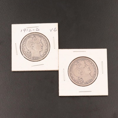 1912-D and 1914-S Barber Silver Half Dollars