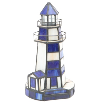 Slag Glass Lighthouse Accent Lamp