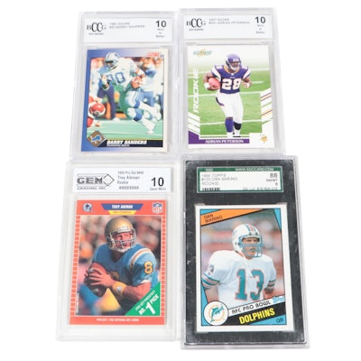 Score, Topps and More Graded, Slabbed Rookie Football Cards with Peterson, More