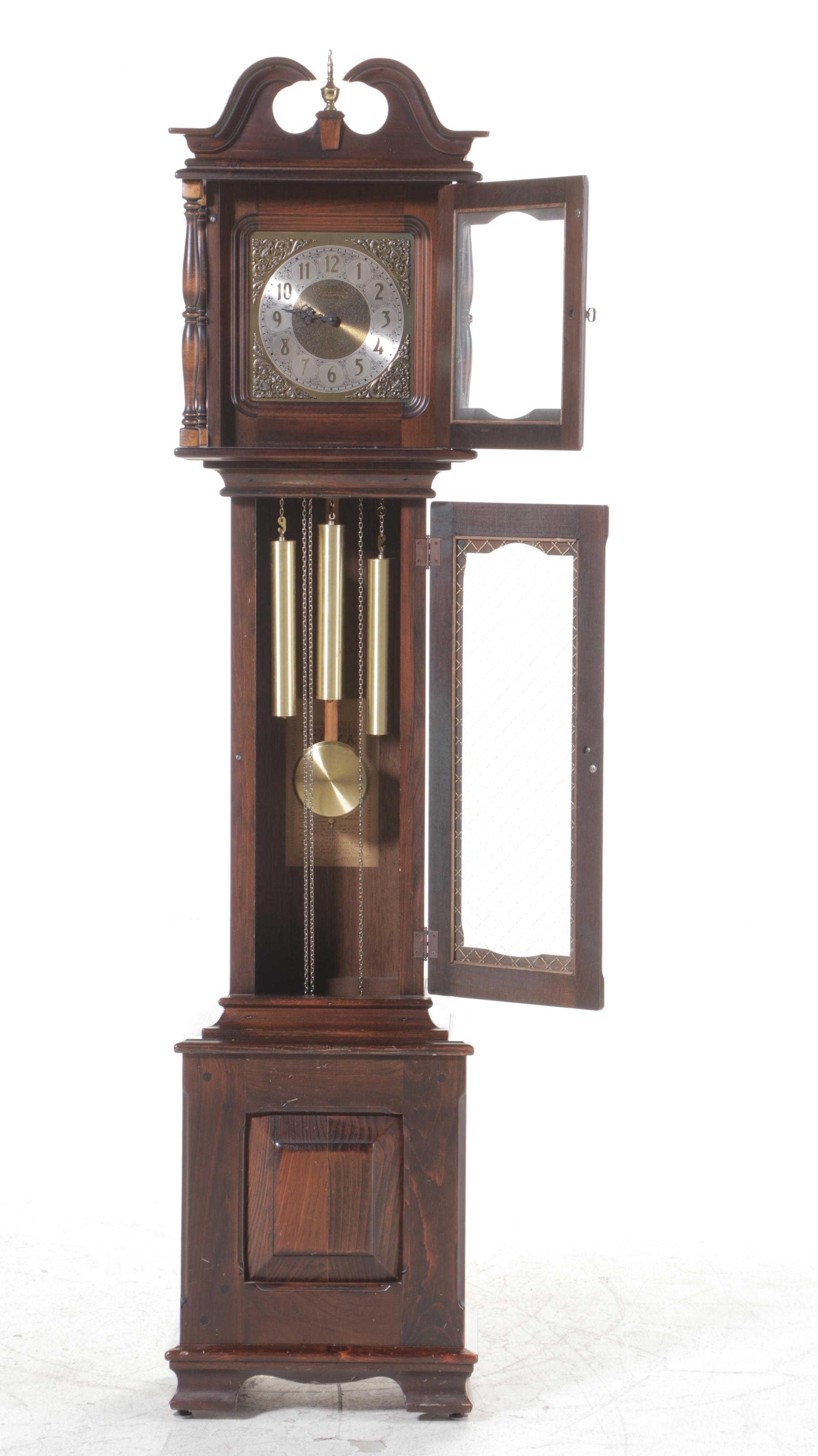 New England Clock Co. "Abel Cottey" Pine Grandfather Clock, copyrighted 1970 EBTH