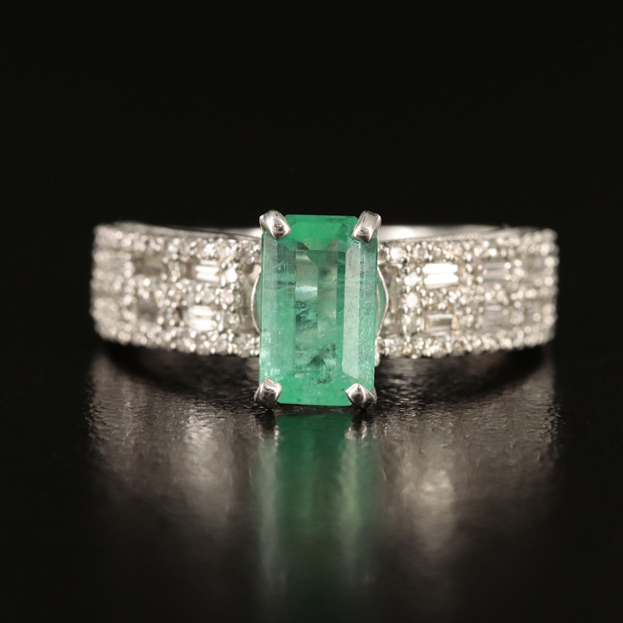 14K 1.14 CT Emerald and Diamond Ring