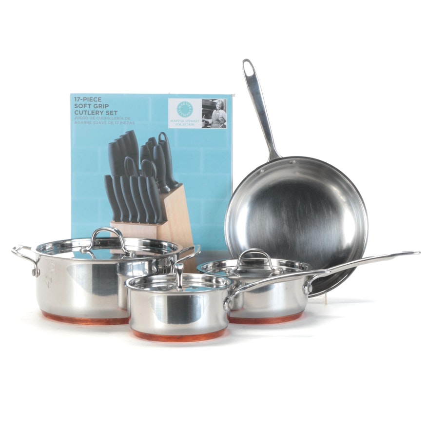 Chefmate Pots and Pans with Martha Stewart Collection Cutlery Set