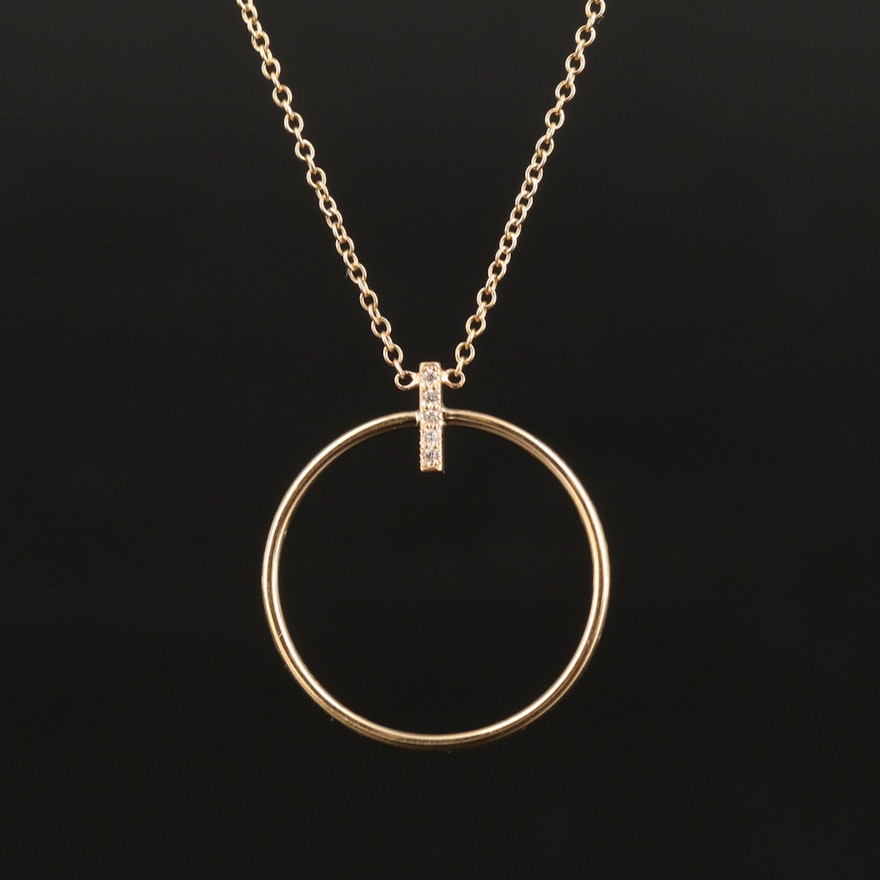 Zoë Chicco 14K 0.02 CTW Diamond Circle Pendant Necklace