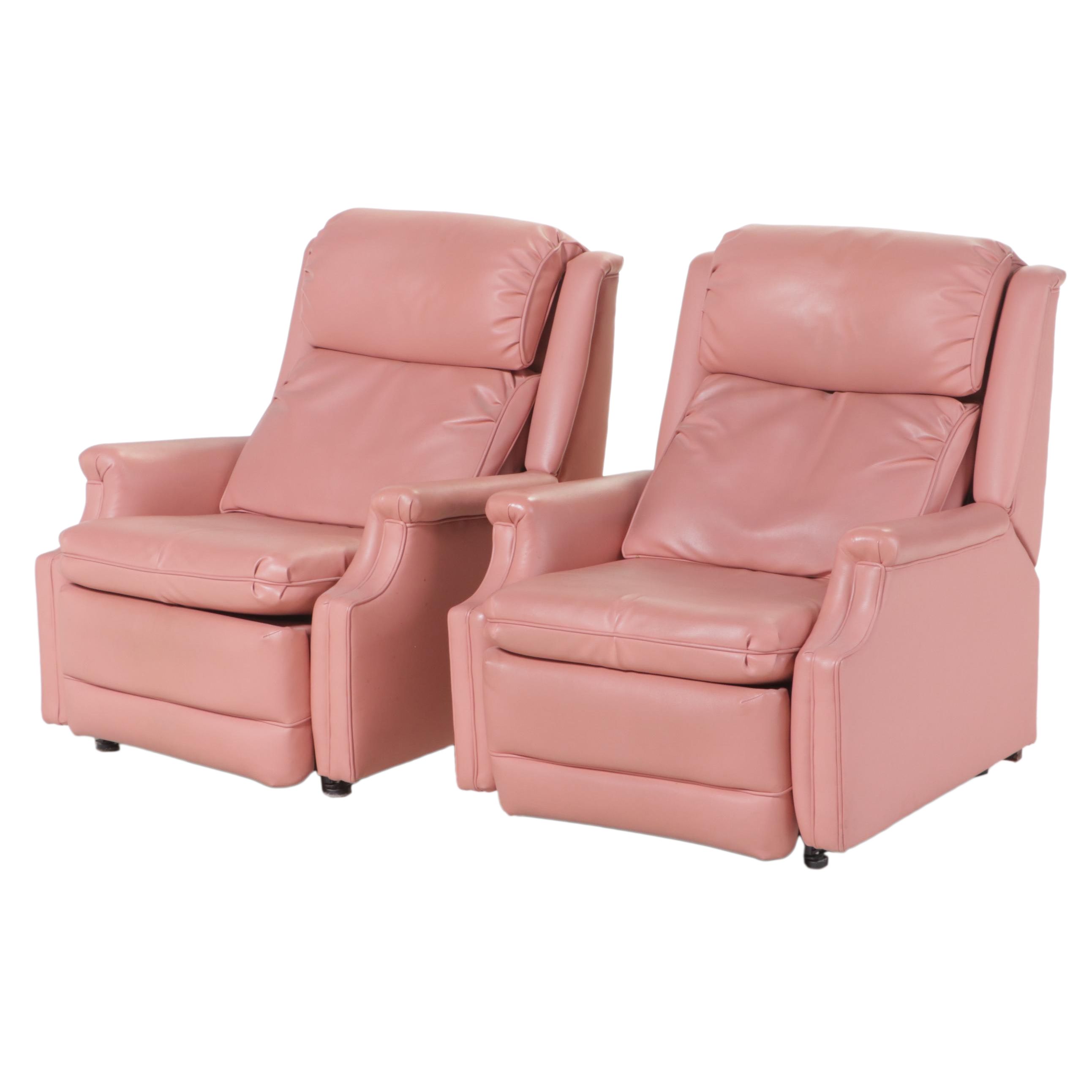 Pair of BarcaLounger Vinyl Recliners, Late 20th Century EBTH
