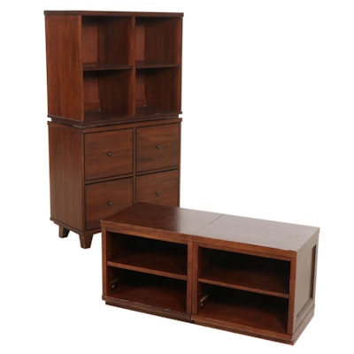 Pottery Barn Four-Drawer Cabinet and Storage Cubbies with Two Other Shelves