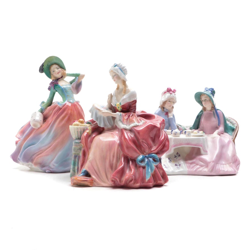 Royal Doulton "Autumn Breezes" and Other Porcelain Figurines, Mid to Late 20th C