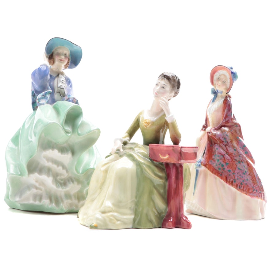 Royal Daulton "Carolyn", "Top of the Hill" and "Paisley Shawl" Figurines