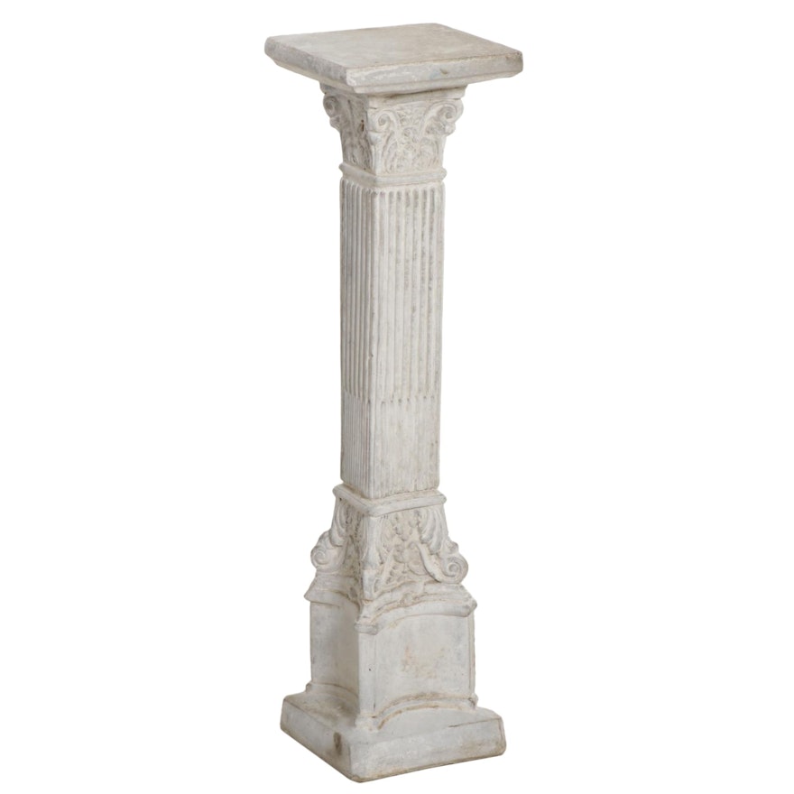 Neoclassical Style Cast Concrete Columnar Plant Stand