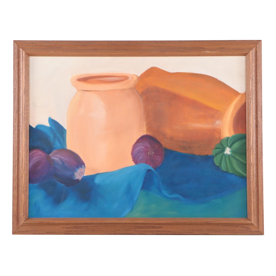 Still Life With Vegetables and Jars Oil Painting