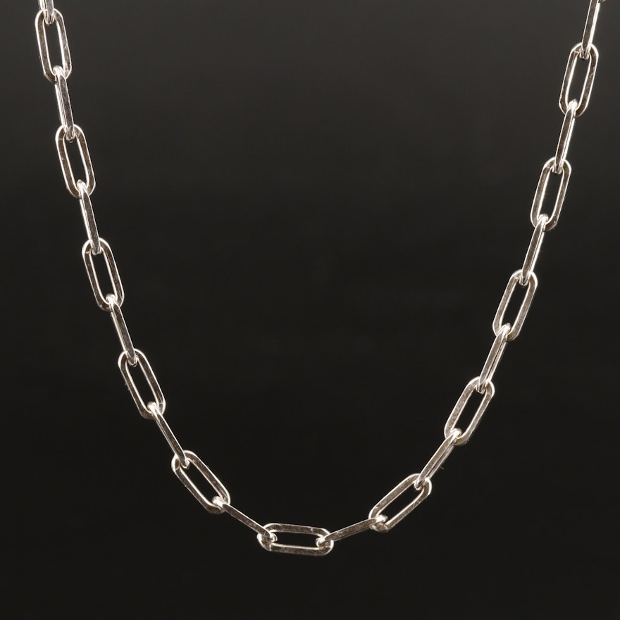 Italian Sterling Paper Clip Chain Necklace