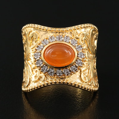 Sterling Carnelian and Zircon Saddle Ring