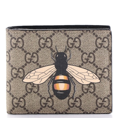Gucci Bee Printed GG Supreme Canvas Bifold Wallet