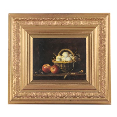 Still Life Oil Painting of Eggs and Apples