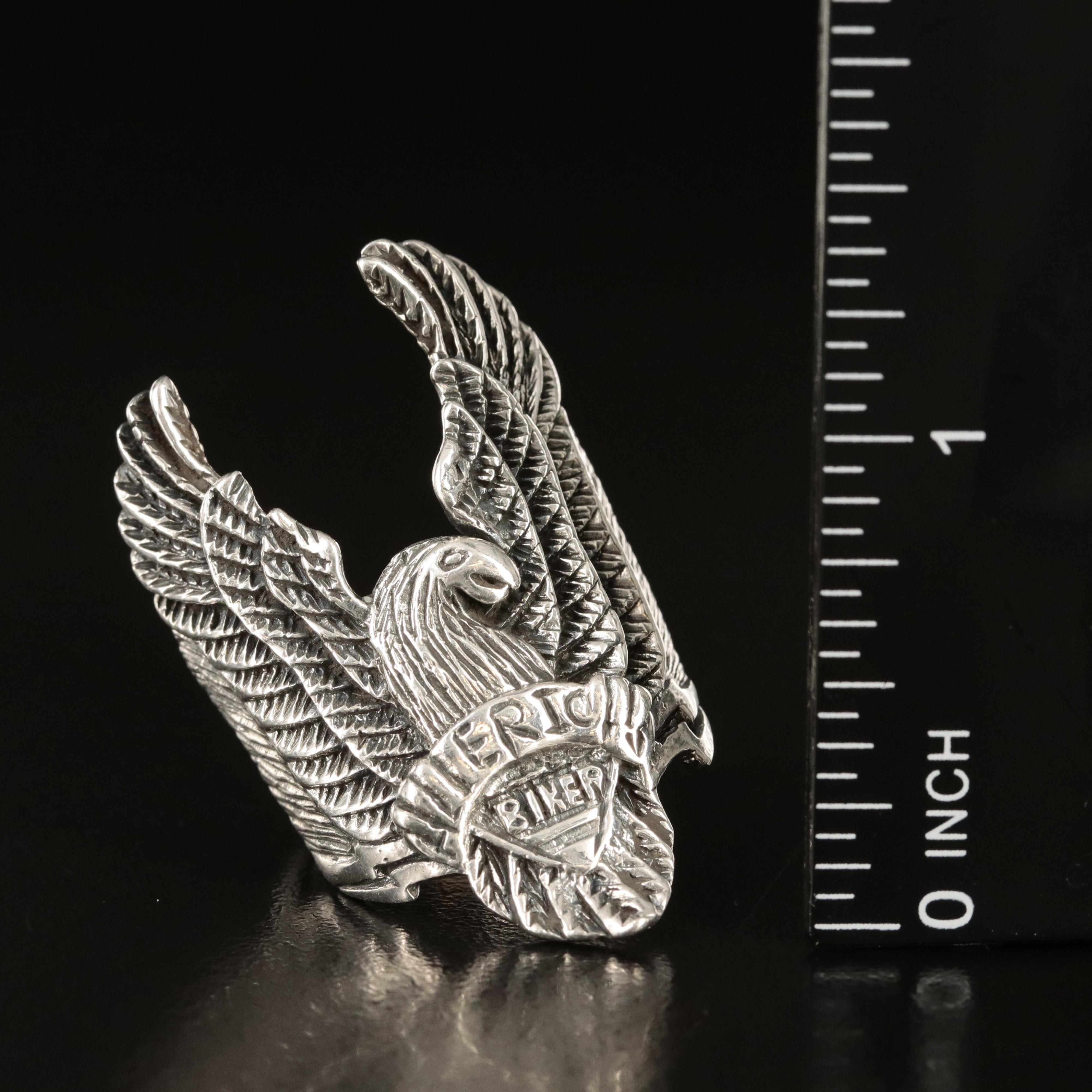 Sterling Eagle Biker Ring EBTH