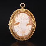 Vintage Geo L. Paine Co. 10K Shell Cameo Converter Brooch