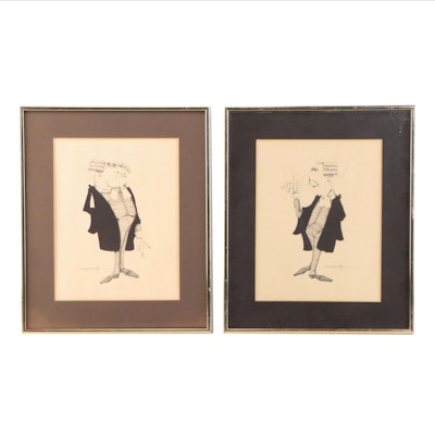 Lithographs After G.R. Cheesebrough of Barristers, Mid-20th Century