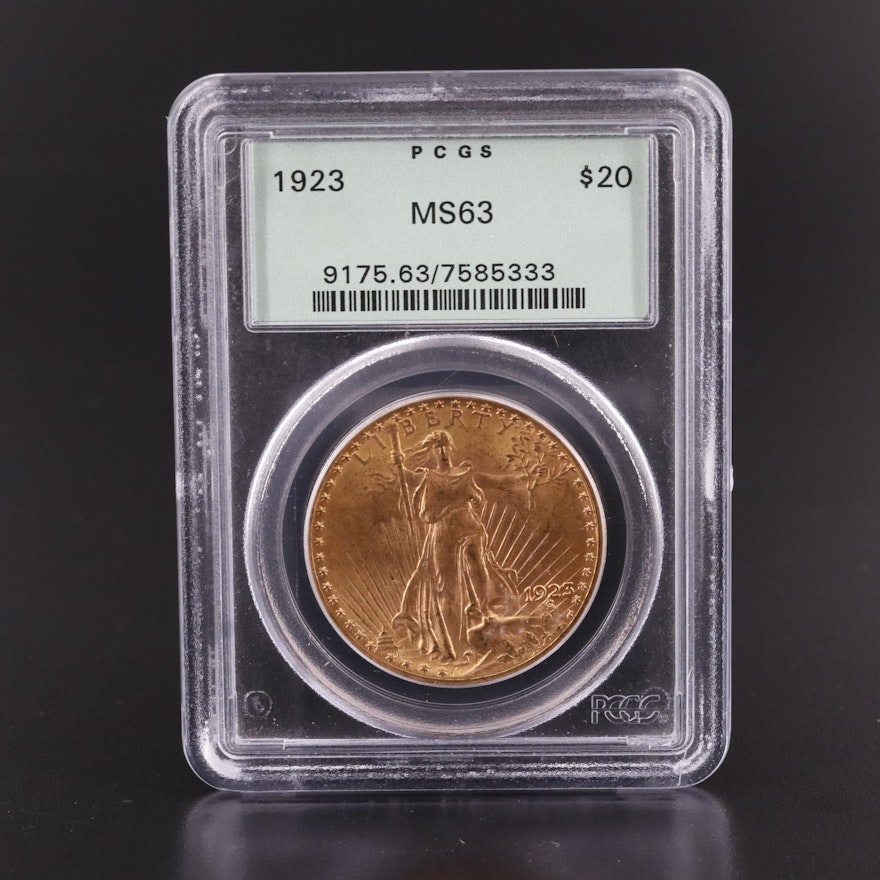 PCGS Graded MS63 1923 Saint Gaudens $20 Gold Coin