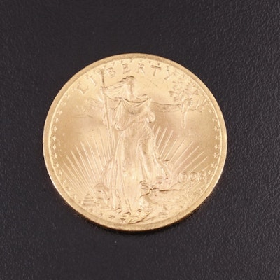 1908 "No Motto" Saint Gaudens $20 Gold Coin