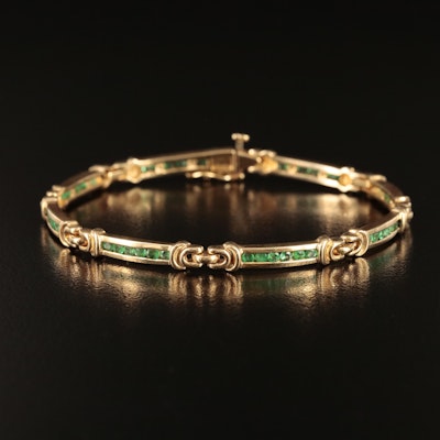14K Emerald Channel Set Bracelet