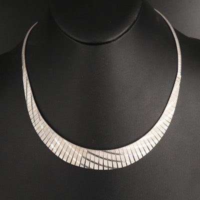 Italian Sterling Graduated Omega Necklace