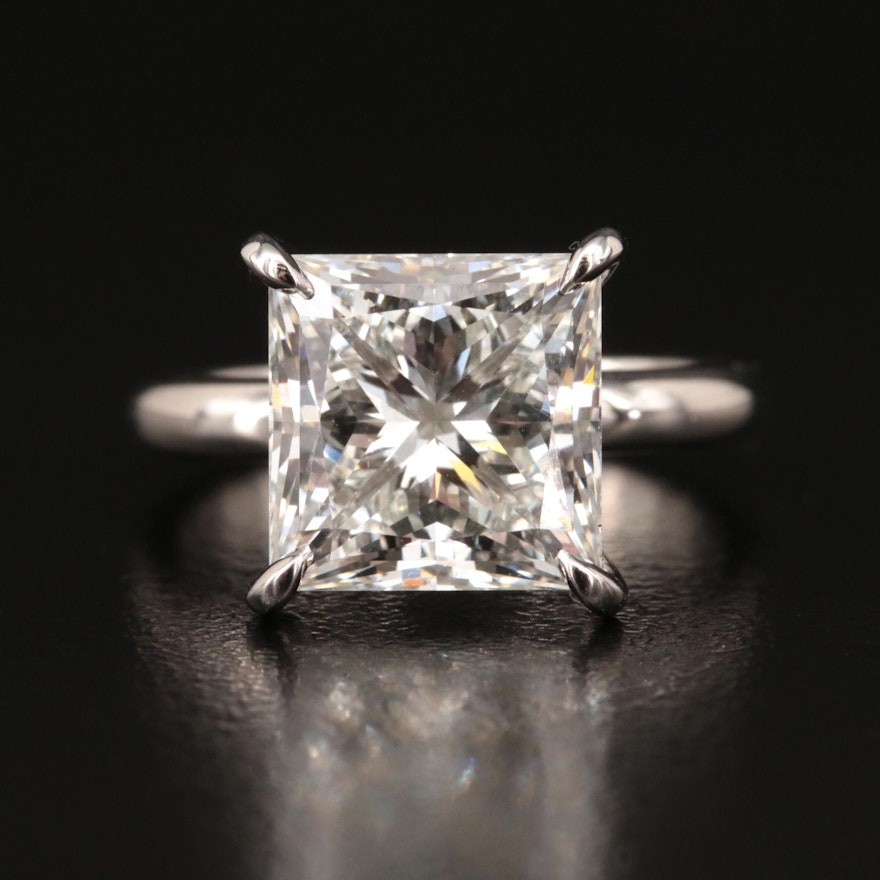 Platinum 6.01 CT Lab Grown Diamond Solitaire Ring